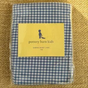 Pottery Barn Kids Sabrina Basket Liner Large Blue Gingham NIP